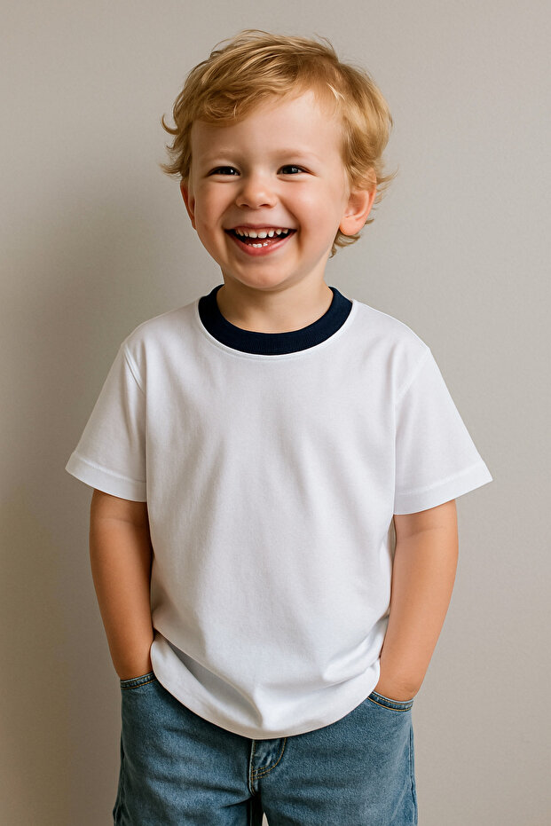 Navy Blue Camisole Collar Detailed Basic Oversize T-Shirt - 100% Cotton