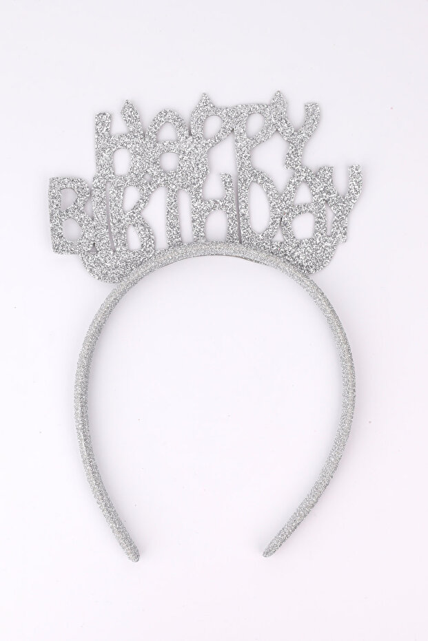 Silver Glitter Eva Happy Birthday Girl's Crown
