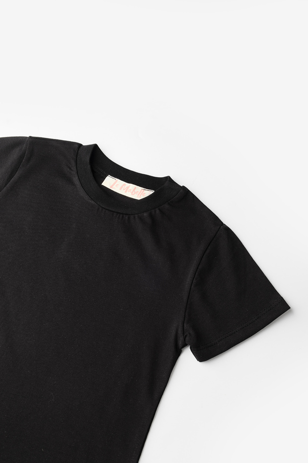 Siyah Penye Basic Çocuk Tişört - 3
