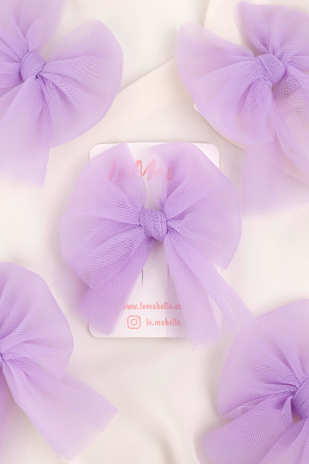Lilac Tulle Bow Girls' Clip Buckle