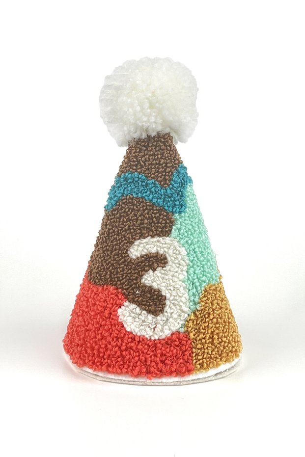 Multicolored Safari Punch Embroidered 3 Number Funnel Birthday Clip Buckle