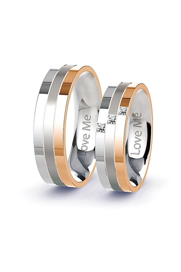 Love Me 1 Piece Gem Quality 6mm Tarnish Free Rose White Steel Wedding Ring Lm-022R