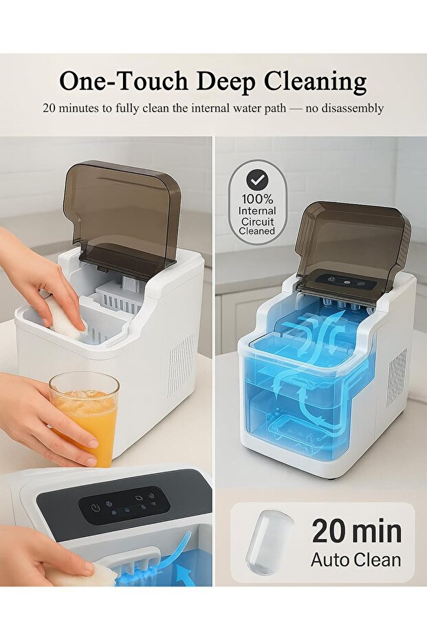 Ice Making Machine, Portable Countertop Automatic Bullet Ice Cube Maker - 6