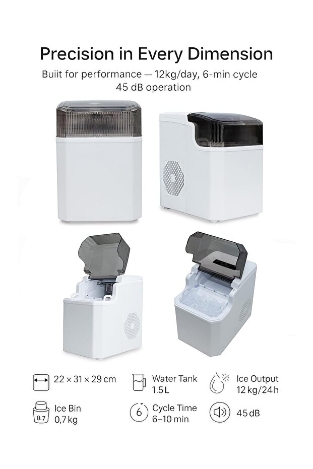 Ice Making Machine, Portable Countertop Automatic Bullet Ice Cube Maker - 7