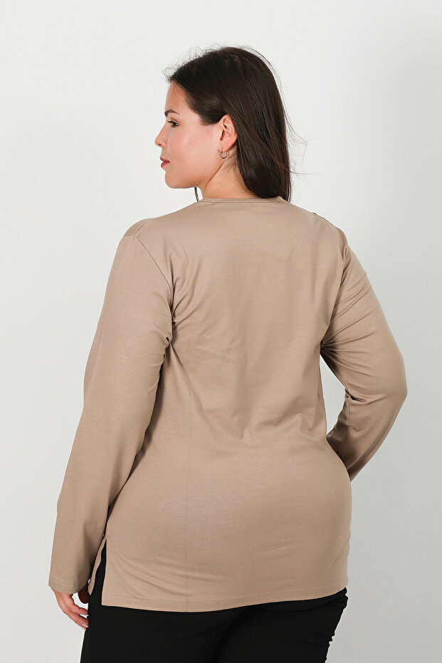 بلوزة قطن ممشط مرصعة - 5