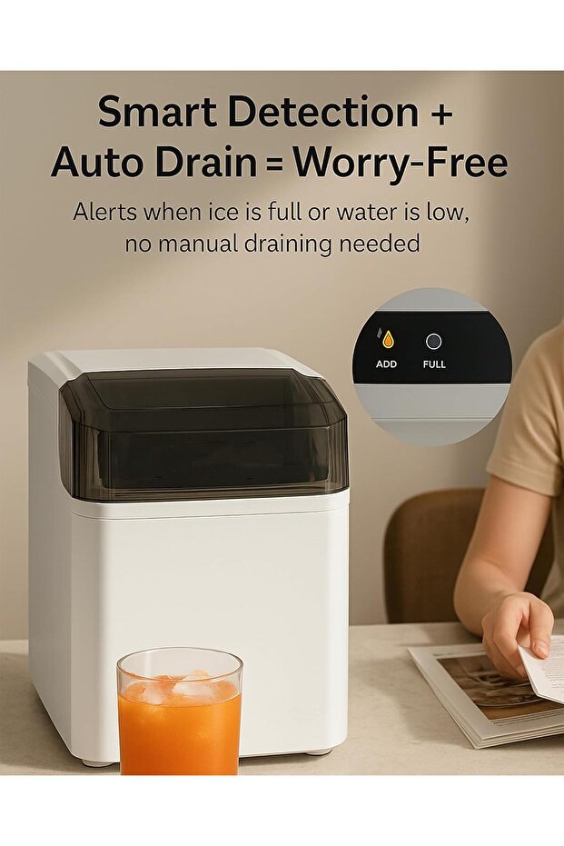 Ice Making Machine, Portable Countertop Automatic Bullet Ice Cube Maker - 3
