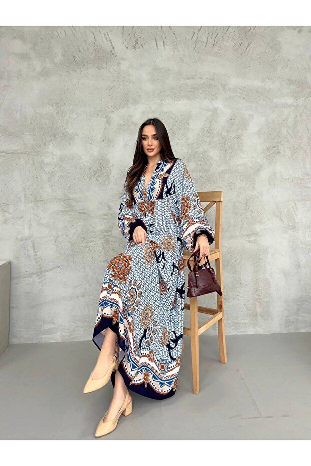 Teseture Patterned New Season Summer Viskose Dress