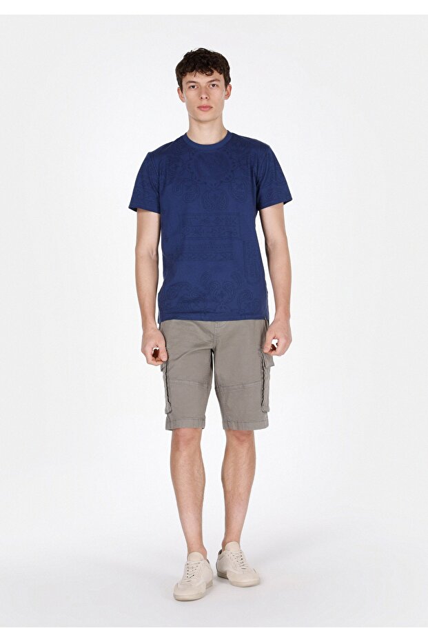 Regular Fit Orta Bel Düz Erkek Yeşil Şort - 1