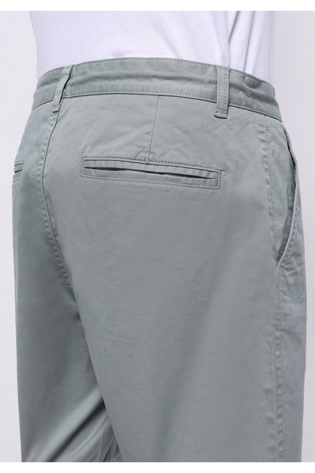 Regular Fit Orta Bel Düz Erkek Yeşil Şort - 5