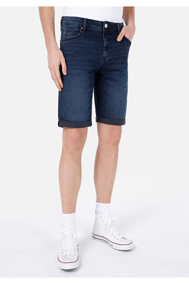 Straıght Fıt Düşük Bel Erkek Denim Jean Şort - 4