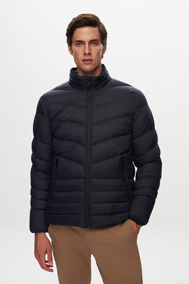 Slim Fit Navy Blue Coat