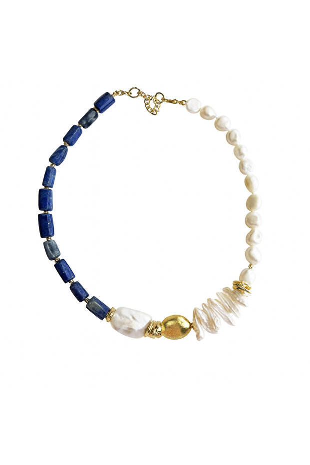 Lapis Lazuli İnci Kolye - 2