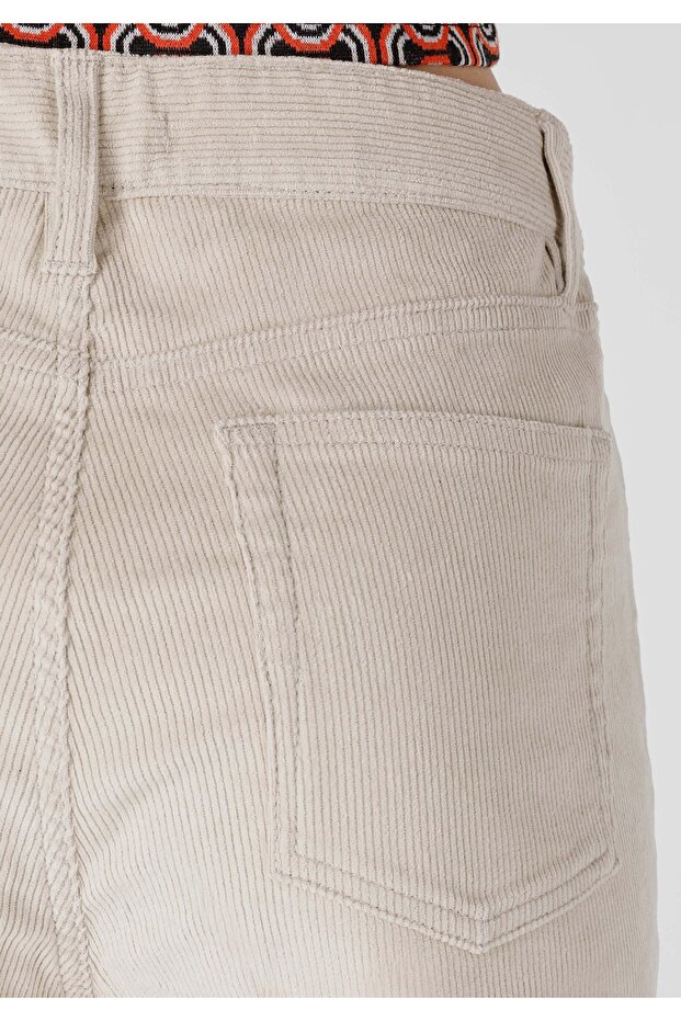 Regular Fit Yüksek Bel Geniş Paça Kadın Bej Pantolon - 6
