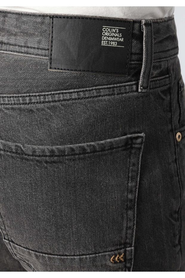 Regular Fit Orta Bel Düz Erkek Gri Jean Şort - 6