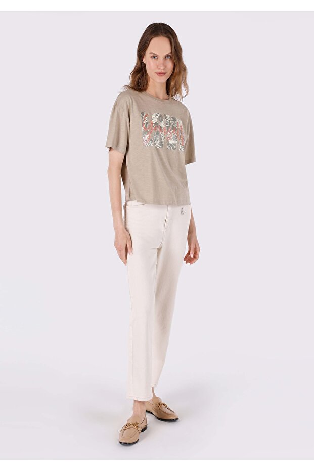 Regular Fit Yuvarlak Yaka Kadın Kısa Kol Tişört - 3