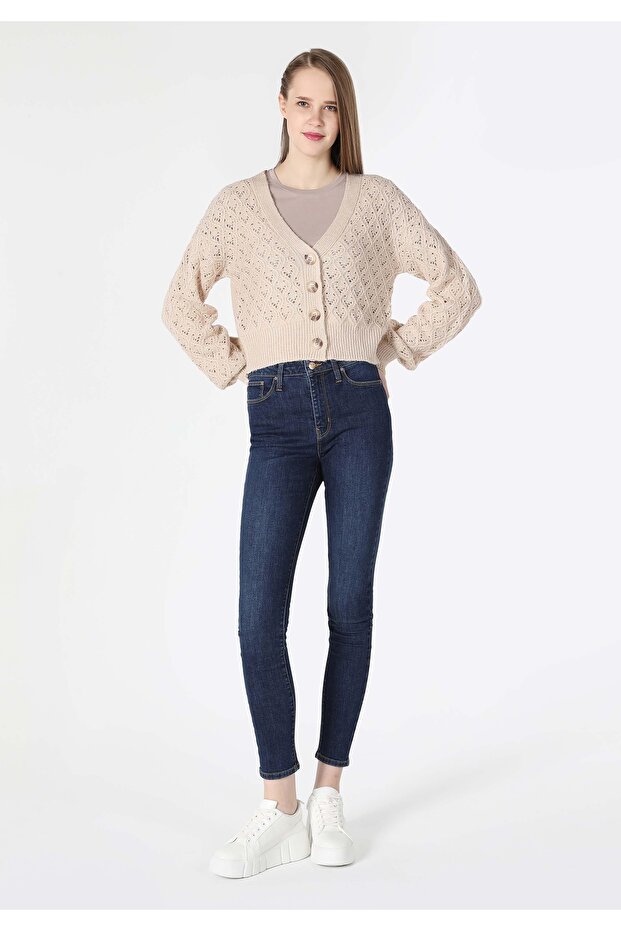 Regular Fit Kadın Bej Hırka - 4