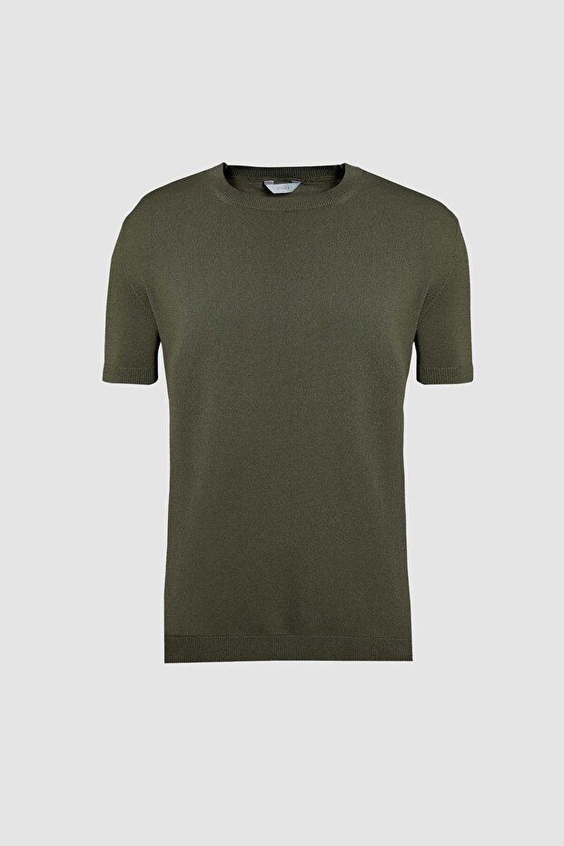 Slim Fit Khaki Summer Rayon Knitwear T-Shirt