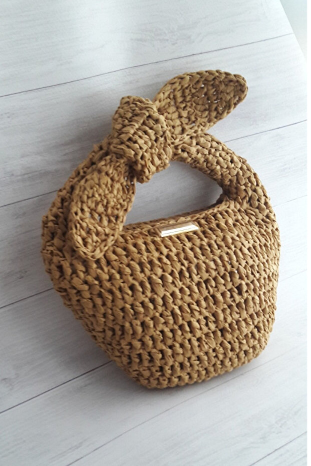 Fyonklu Hasır Omuz Çantası - 5