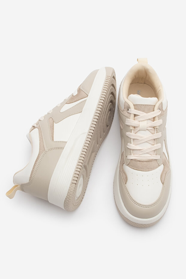 Kadın Sneaker Yüksek Taban Spor Ayakkabı Aryan Bej - 7