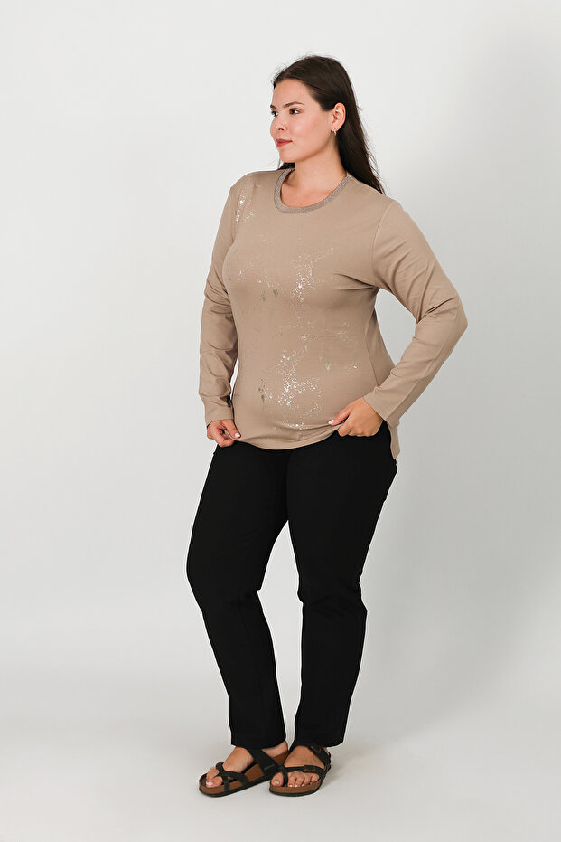 Baskılı Penye Bluz - 4