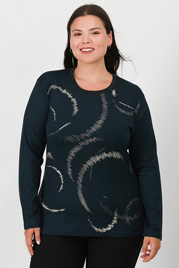 بلوزة قطن ممشط مطبوعة - 1