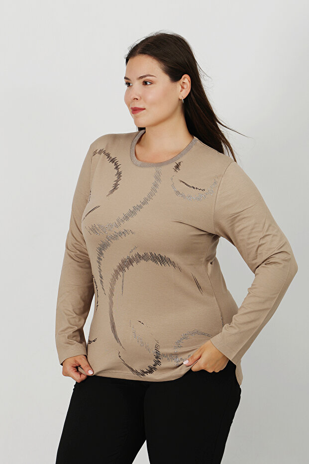 بلوزة قطن ممشط مطبوعة - 3