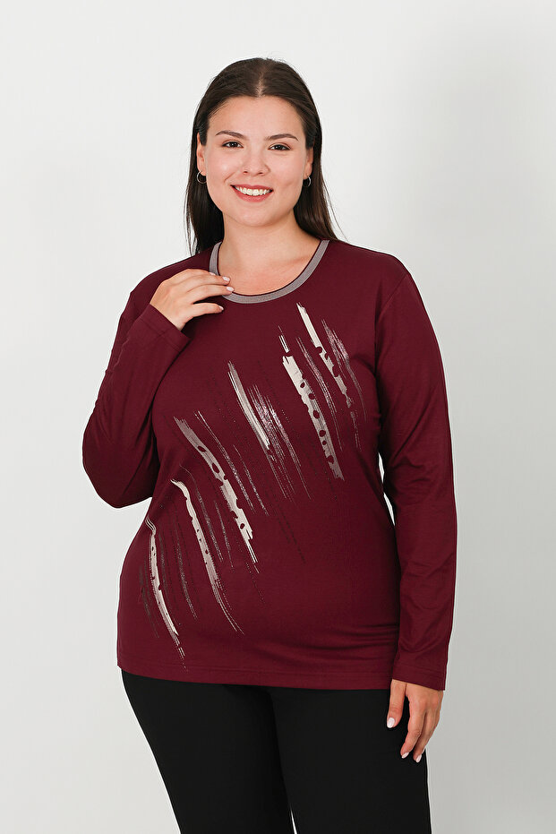 Baskılı Penye Bluz - 1