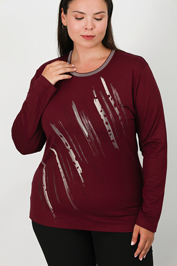 Baskılı Penye Bluz - 4