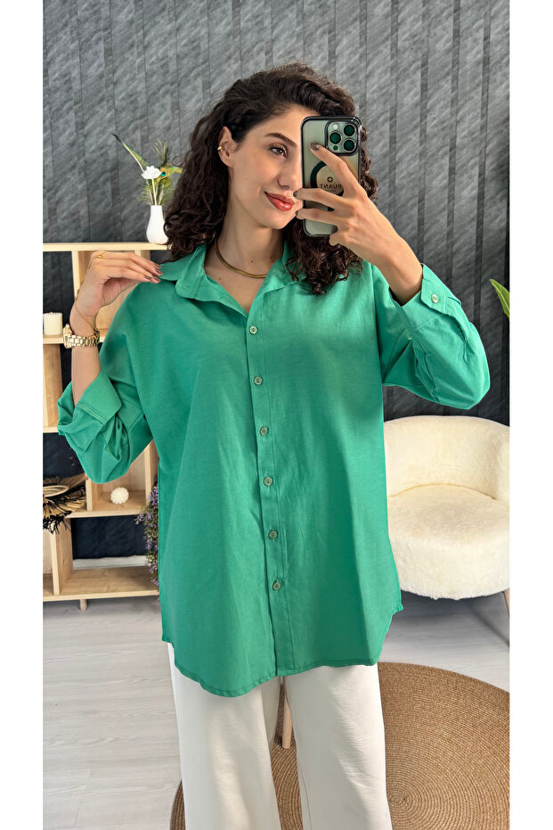 قميص كبير الحجم بأزرار - 2