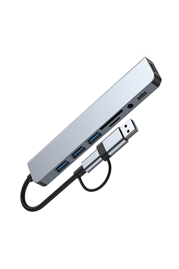 Hub USB-C 8-in-1 HOPE R® multiport: 2x USB3.0 tip A, 2x USB2.0 tip A, 1x USB3.0 tip C, card reader - 2