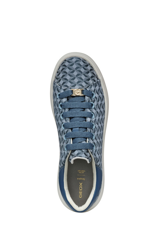 Kadın Mavi D Spherica Ec4.D - Em. Tex + Sy Bağcıklı Desenli Kalın Tabanlı Sneaker D55TCD0DSBCC4 - 5