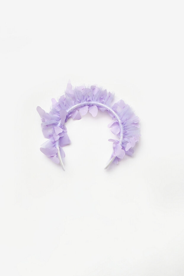 Lilac Butterfly Embroidered Girl's Tulle Crown