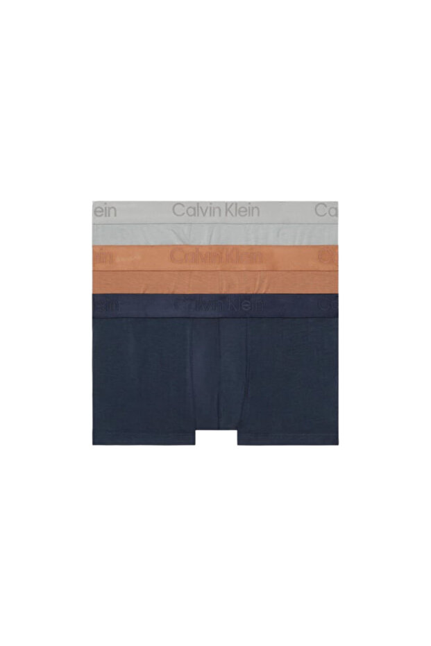 Men's Calvin Klein Signature Elastic Band Navy Blue-Light Brown- Navy Blue Boxer 000Nb3