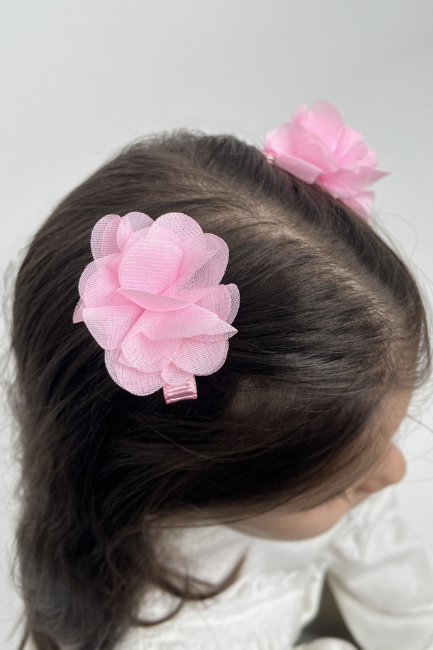Pink 2-Piece Tulle Flower Girl's Clip Buckle Set