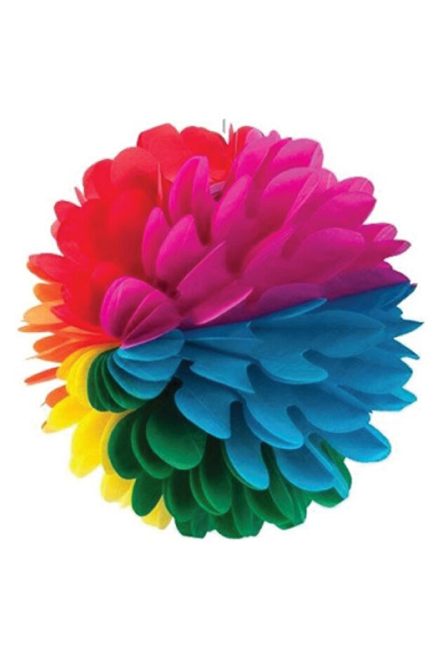 Çok Renkli Yuvarlak Çiçek Parti Süsü - 1