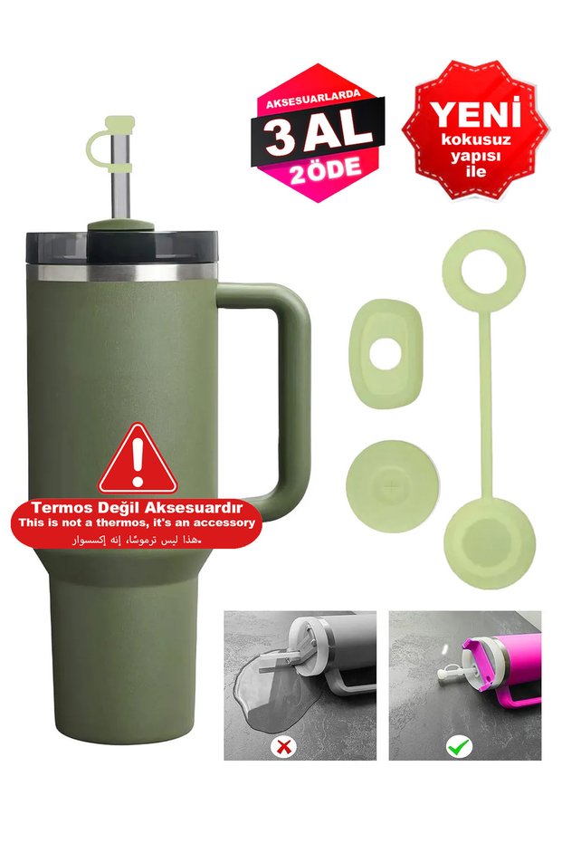 Quencher and New Generation Straw Thermos Compatible 3 Piece Leak Proof Protective Accessory Silicone Set