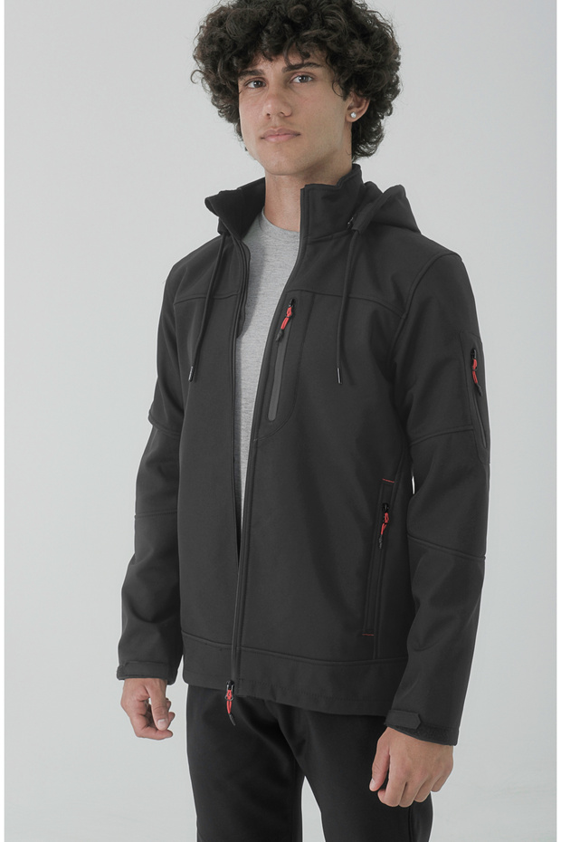 Erkek Çıkarılabilir Kapüşonlu Trio Softshell Mont - 4