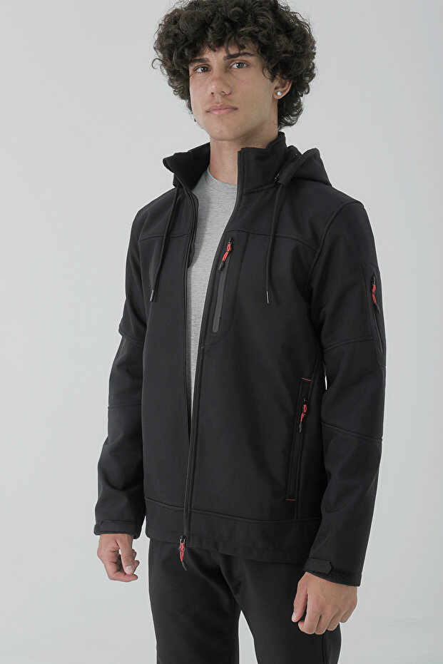 Erkek Çıkarılabilir Kapüşonlu Softshell Mont - 2