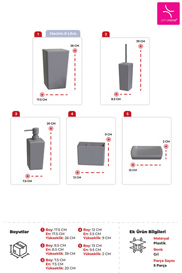 Biga Banyo Seti - Gri - 3