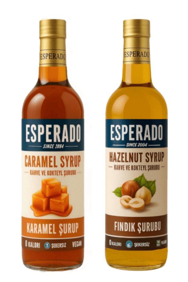 Şekersiz -sugar Free Karamel * Fındık Aromalı Kahve Şurubu 750 ml X 2 Adet - 1