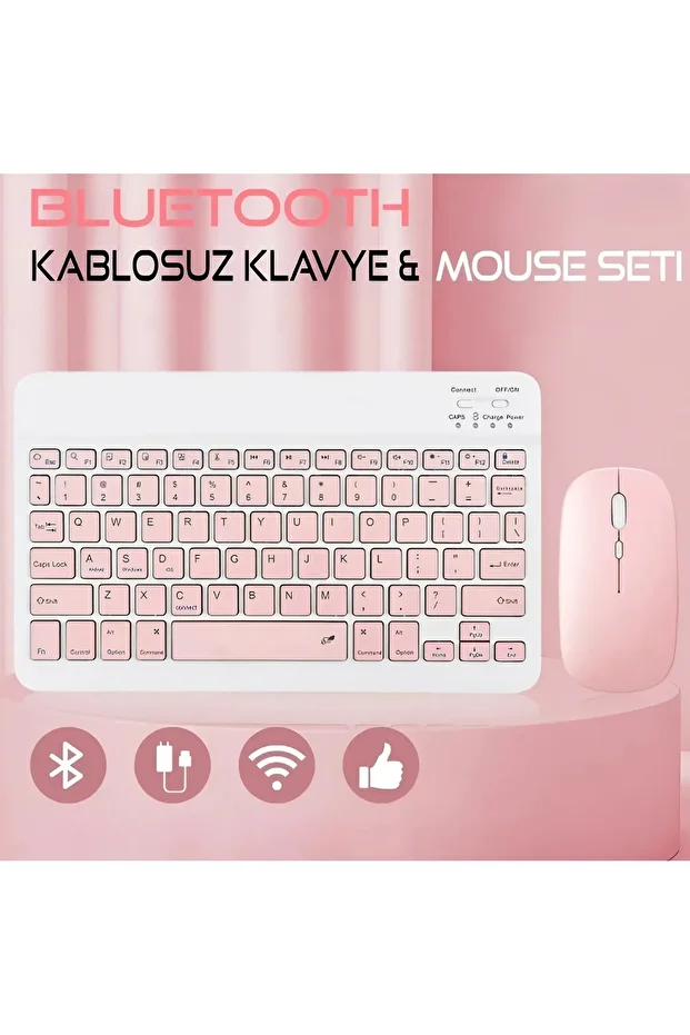 Akıllı Klavye ve Mause Seti Taşınabilir Şarj Edilebilir Kablosuz Bluetooth Tüm Cihazlara Uyumlu - 1