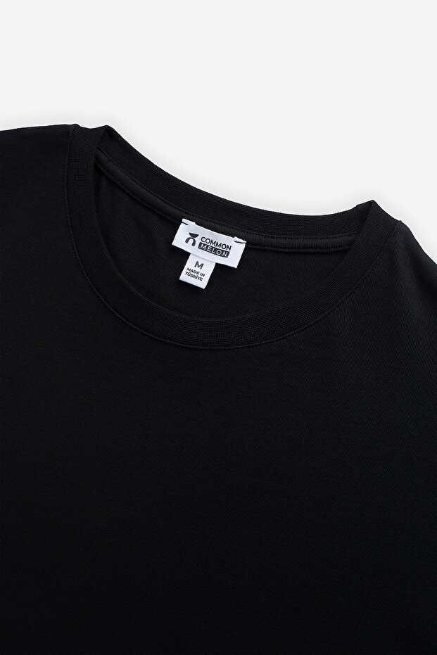 Kadın %100 Pamuklu Oversize Basic Tişört Siyah - 3