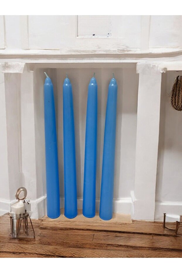 Şamdan Mum Seti 10'lu Mavi Dekoratif Mum - 8