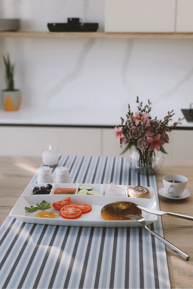 6 Bölmeli Polikarbon Kahvaltı Tabağı , 30x20 Cm, Sunum Tabağı - 3