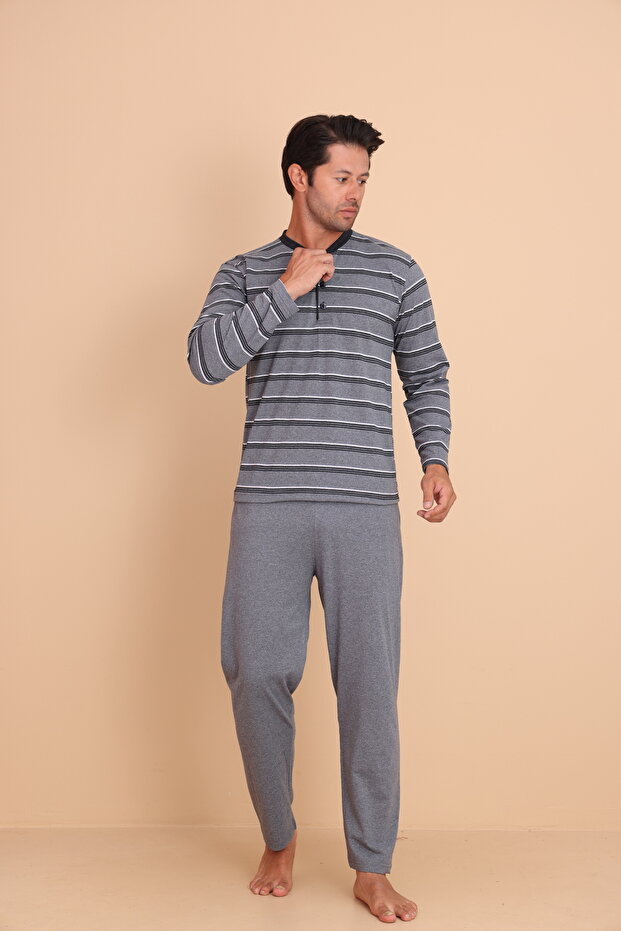 Brink Regular Gri Erkek Uzun Kol Pijama Takımı - 4