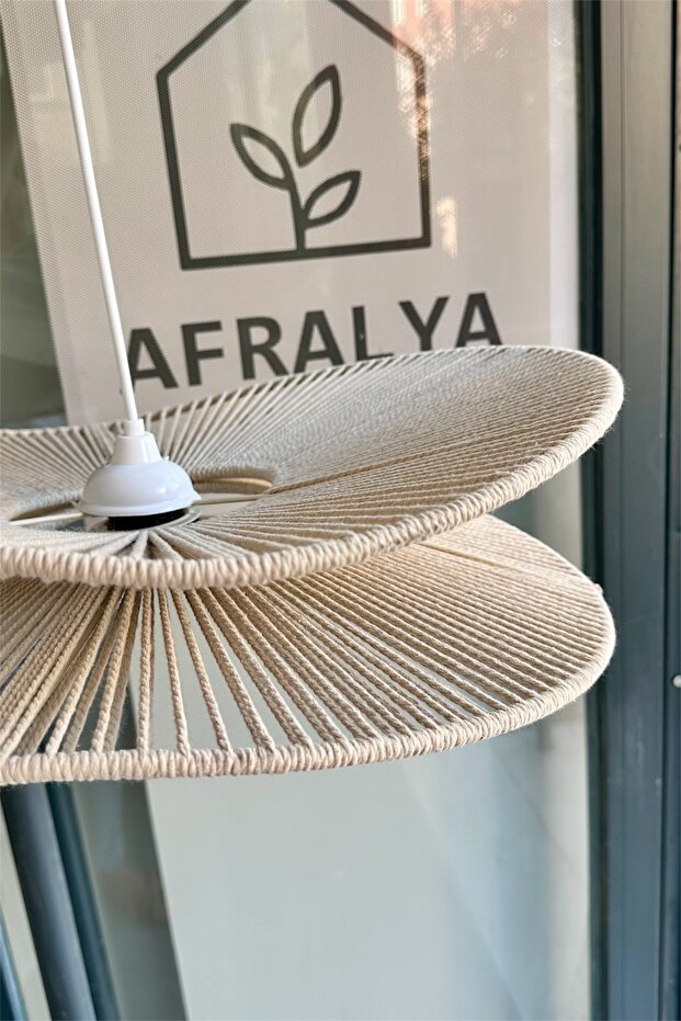 Hasır Sarkıt Avize 2 Şeritli avize / Bohem avize / Salon Modern Avize / Hasır Rattan Bambu Avize - 5