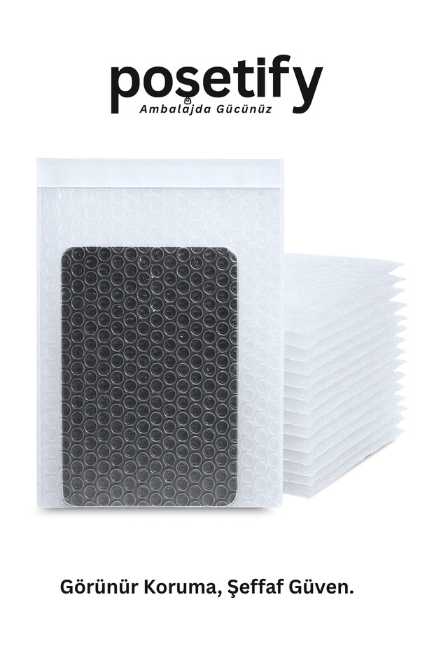 Balonlu Şeffaf Kargo Poşeti 15X20+5 cm | 80 gr Bantlı Patpatlı Kargo Poşeti | 20’li E-Ticaret Poşeti - 8