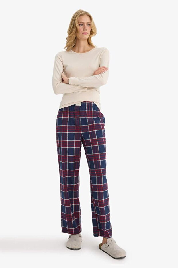 Regular Fit Uzun Boy Kareli Pijama Altı-Fall in Love E7617AX25AU - 1