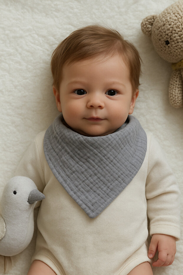 4 Pieces in a Pack 100% Cotton Double Layer Snap Fastener Baby Scarf Bib Drooling Apron