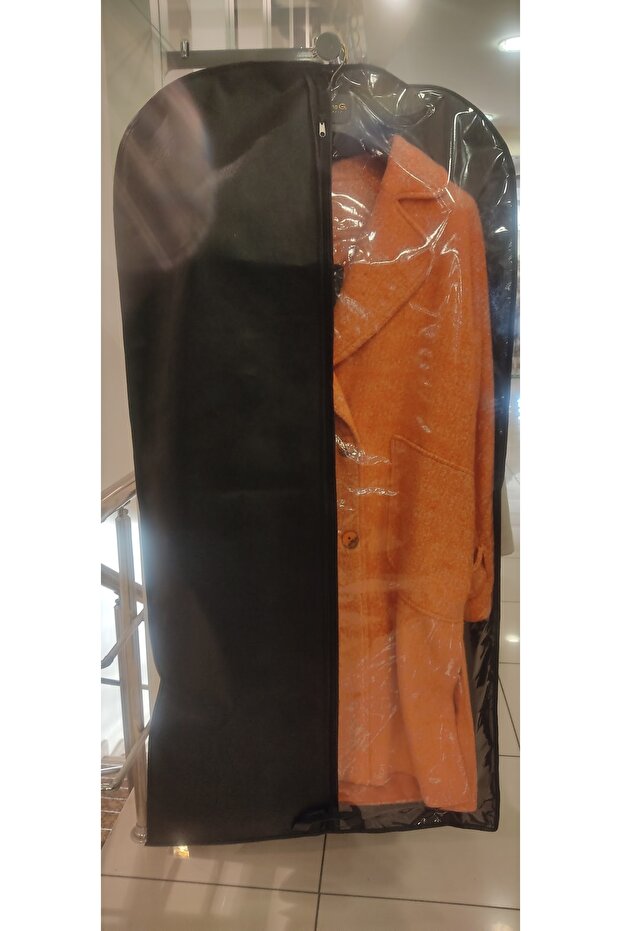 Coat - Tunic Dress Carrying and Protective Case, Pouch. Semi-Transparent Window, Black Colour, 64X130 cm